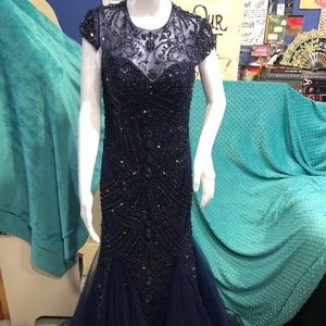 Navy Sherri Hill prom dress, size 10
